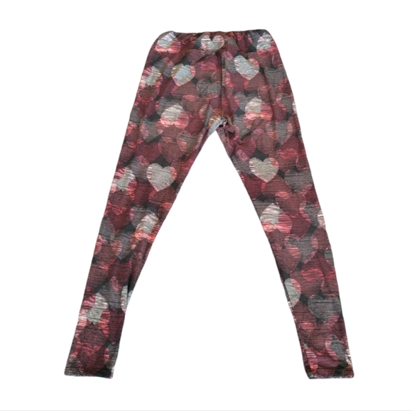 LuLaRoe Pants - LuLaRoe  Valentines Red Hearts Overlapping Leggings Dark Red Women no size tag